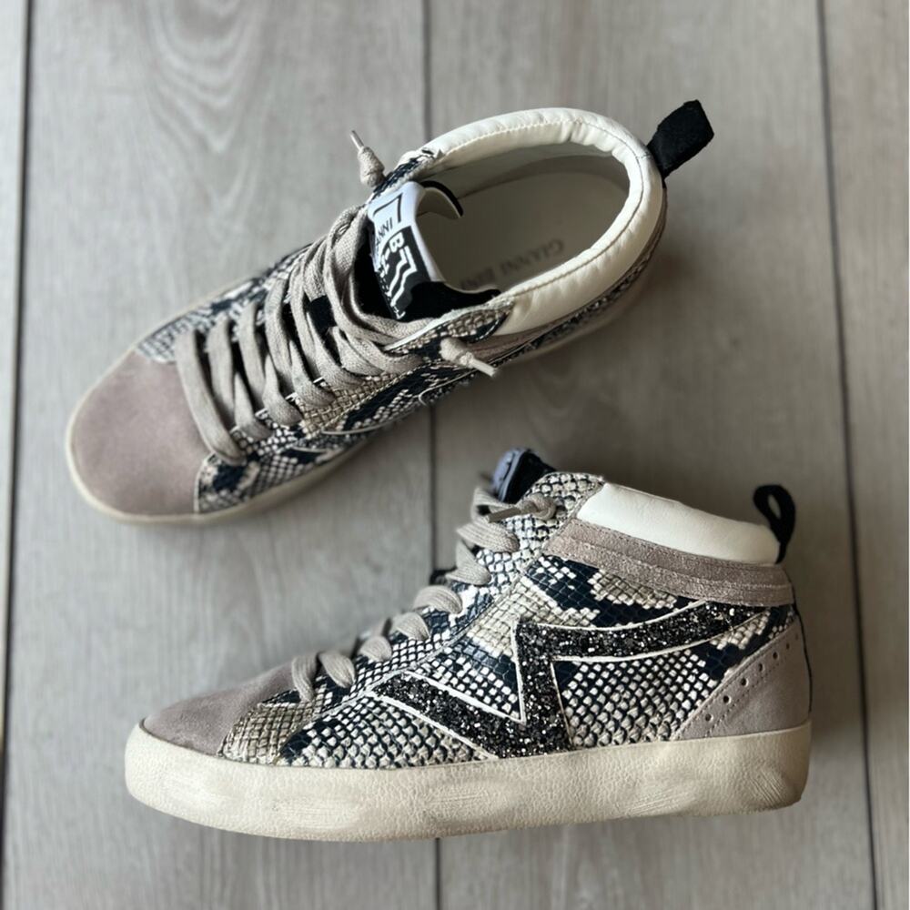Gianni Bini Women’s high top mixed print animal suede sneaker size 6.5